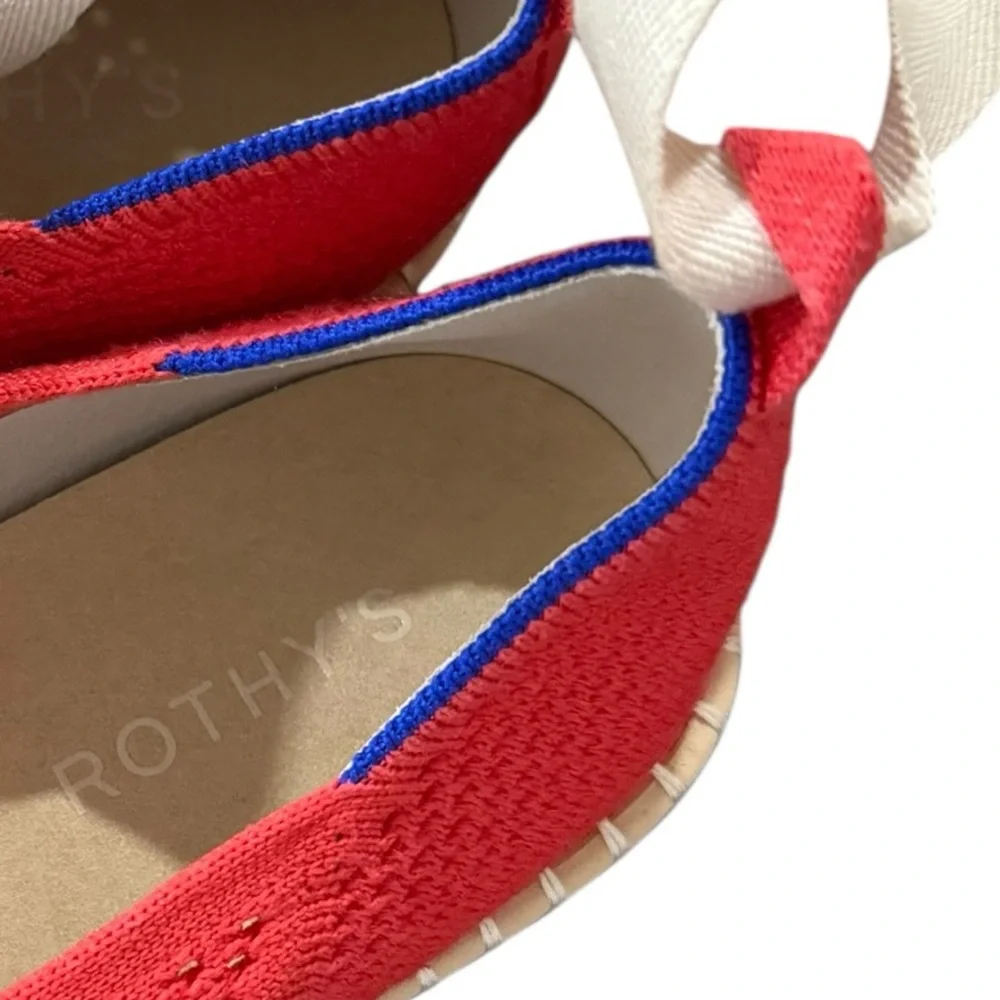 NEW ROTHYS Boardwalk Red Wrap Espadrilles Flats Slip Ons
